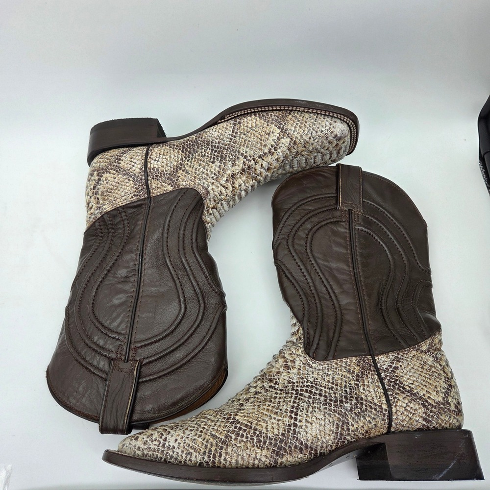 Alfa Python Snakeskin Square Toe Leather Western … - image 6
